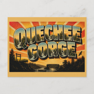 Quechee Gorge VT Deep Gorge River Forest Art Postcard