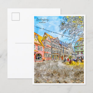 Quedlinburg Germany vintage travel watercolor Postcard