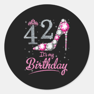 Queen 42 years old 42nd birthday happy day classic round sticker