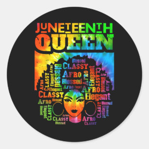 Queen Afro Melanin Black Girl Magic Women Tie Dye Classic Round Sticker