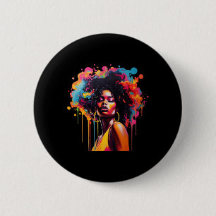 Queen Afro Melanin Dripping Juneteenth African  6 Cm Round Badge