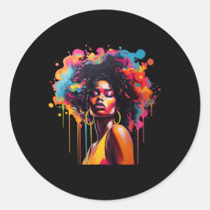 Queen Afro Melanin Dripping Juneteenth African  Classic Round Sticker