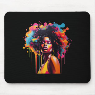 Queen Afro Melanin Dripping Juneteenth African Mouse Pad