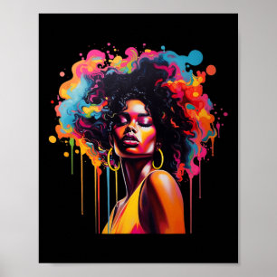 Queen Afro Melanin Dripping Juneteenth African Poster