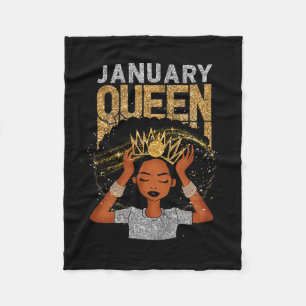 Queen Afro Melanin Girl Pray Birthday Black Histor Fleece Blanket