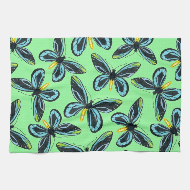 Queen Alexandra' s birdwing butterfly pattern Tea Towel (Horizontal)