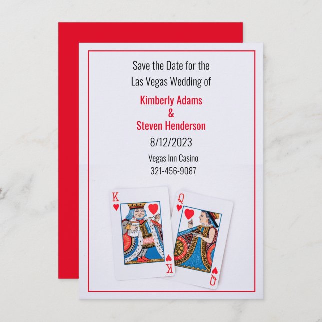 Queen and King of Hearts Wedding Save The Date Invitation (Front/Back)
