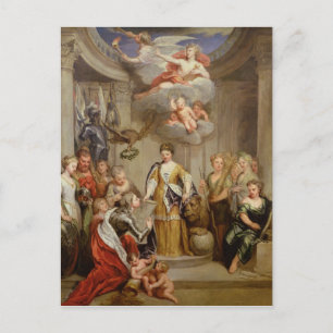Queen Anne presenting plans of Blenheim military Postcard