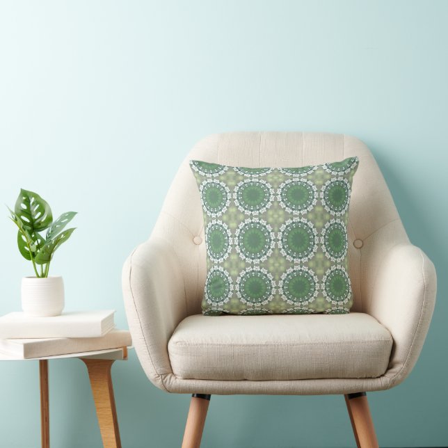 Queen Anne's Lace Abstract Floral Modern Green  Cushion (Chair)