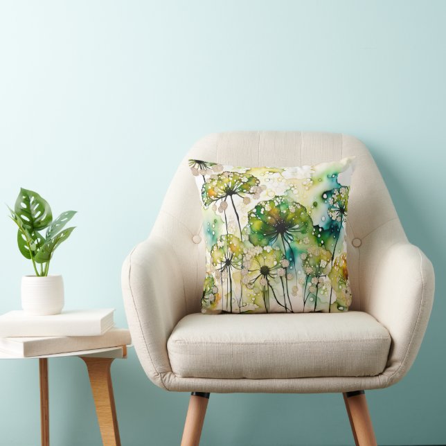Queen Anne's Lace and Bubbles Abstract Cushion (Chair)