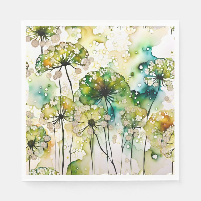 Queen Anne's Lace and Bubbles Abstract Napkin (Front)