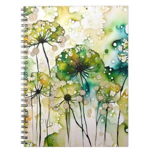 Queen Anne's Lace and Bubbles Abstract Notebook