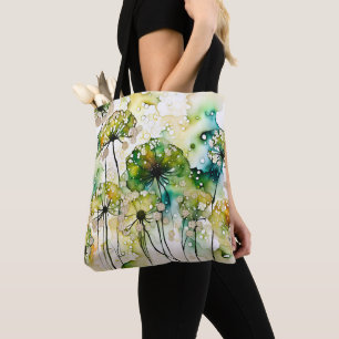 Queen Anne's Lace and Bubbles Abstract Tote Bag