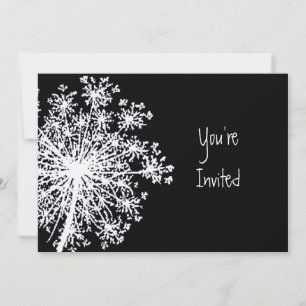 Queen Anne's Lace Flower Black White Classic Invitation