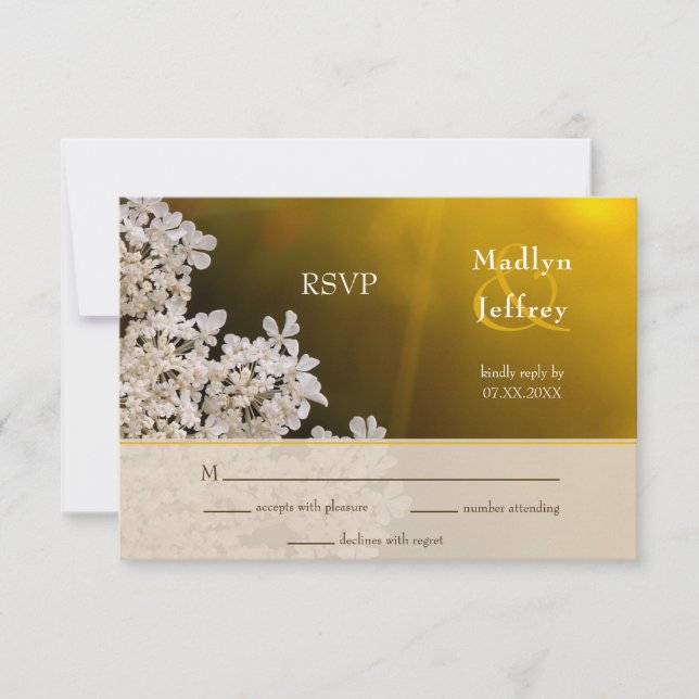 Queen Anne's lace summer wildflower wedding RSVP (Front)