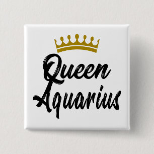Queen Aquarius Zodiac Horoscope Star Sign Birthday 15 Cm Square Badge