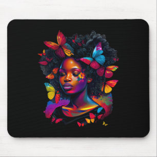 Queen Art Painting Butterfly Afro Cute  Mouse Pad