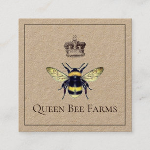 Queen Bee And Crown Farm Or Apiary Kraft Square Business Card