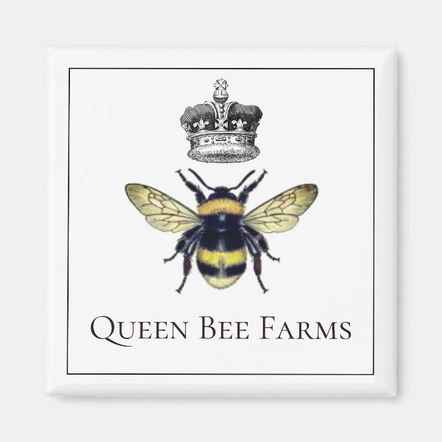 Queen Bee And Crown Farm Or Apiary Magnet (Front)