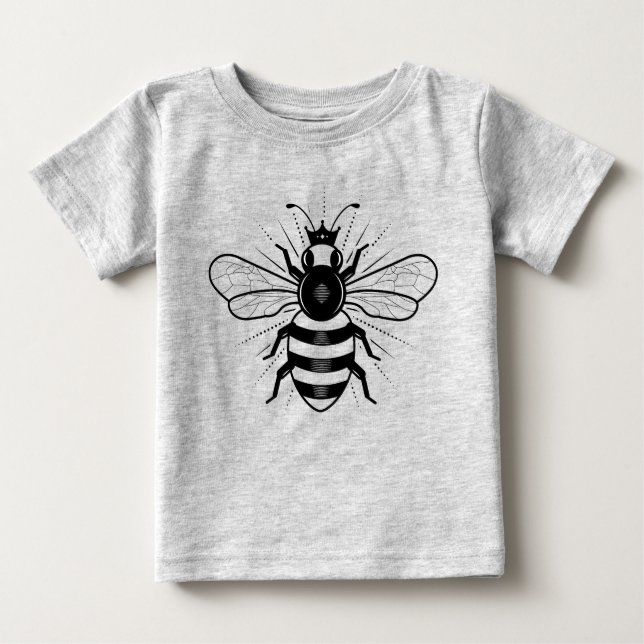 Queen Bee Baby Top T-shirt / Grey (Front)