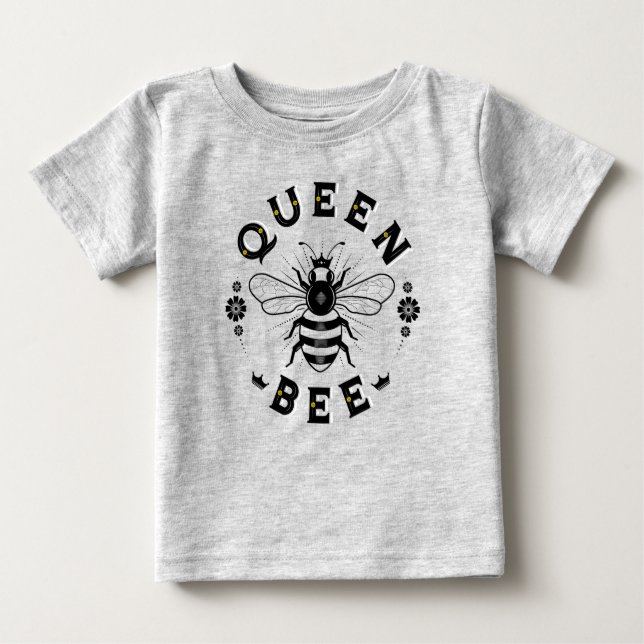 Queen Bee Baby Top T-shirt / Grey (Front)