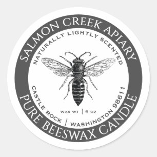 Queen Bee Beeswax Candle Label Grey Beekeeper