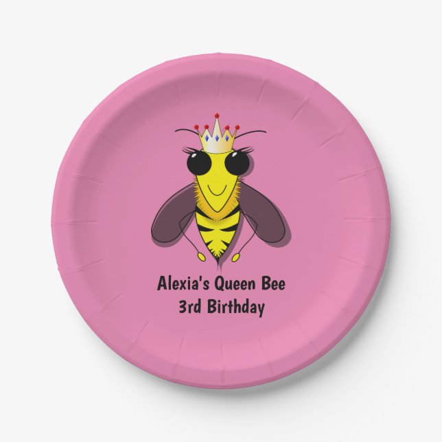  Queen Bee Birthday Paper Plates (Front)