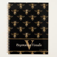 Queen Bee Black Gold Pattern Design