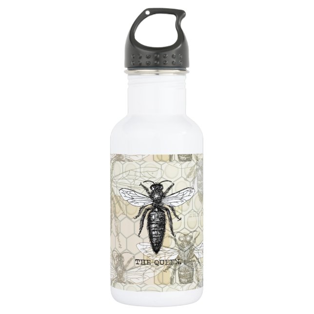 Queen Bee Bug Insect Antique Illustration 532 Ml Water Bottle (Front)