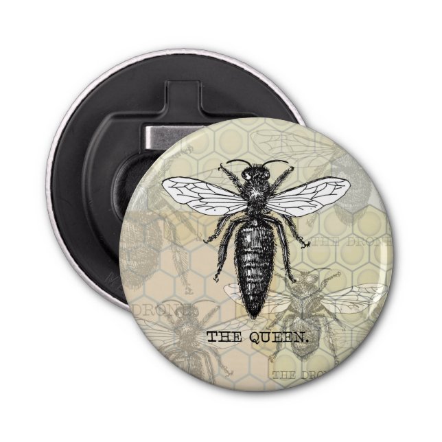 Queen Bee Bug Insect Antique Illustration Bottle Opener (Front)