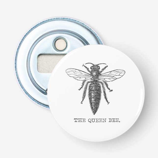 Queen Bee Bug Insect Antique Illustration Bottle Opener (Front)