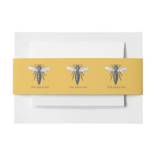 Queen Bee Bug Insect Antique Illustration Invitation Belly Band