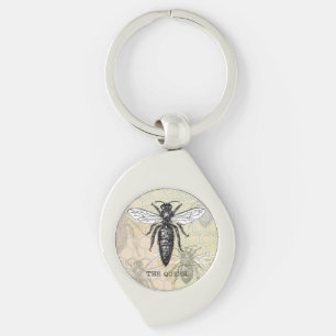 Queen Bee Bug Insect Antique Illustration Key Ring