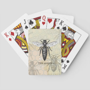 Queen Bee Bug Insect Antique Illustration Playing Cards