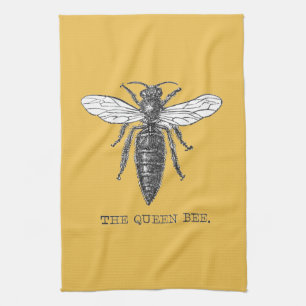 Queen Bee Bug Insect Antique Illustration Tea Towel