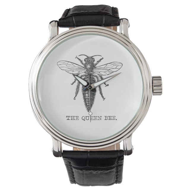 Queen Bee Bug Insect Antique Illustration Watch (Front)