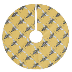 Queen Bee Bug Insect Bees Illustration Brushed Polyester Tree Skirt