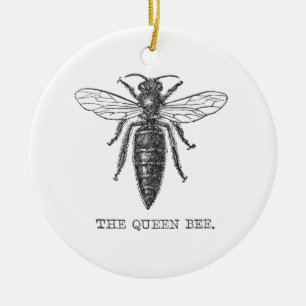 Queen Bee Bug Insect Bees Illustration Ceramic Tree Decoration