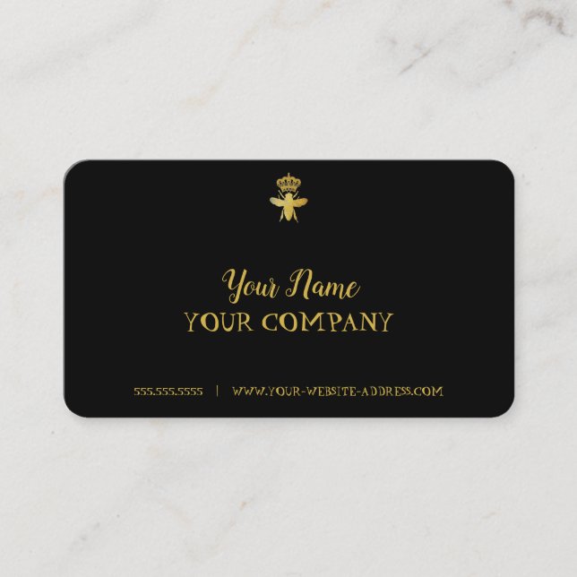 QUEEN BEE Business Cards BLACK & GOLD (Front)