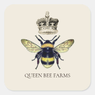 Queen Bee Crown Apiary Beekeeper Farm Honey  Squar Square Sticker