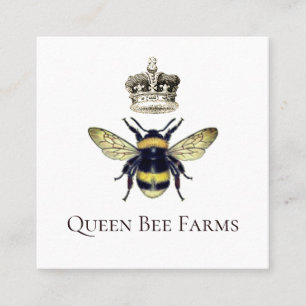 Queen Bee Crown Apiary Beekeeper Farm Honey Square Business Card