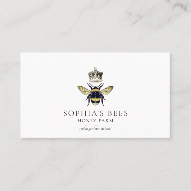 Queen Bee Crown Apiary Honey Products Business Card (Front)