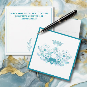 Queen Bee   Crown Bee Teal Thank You Card
