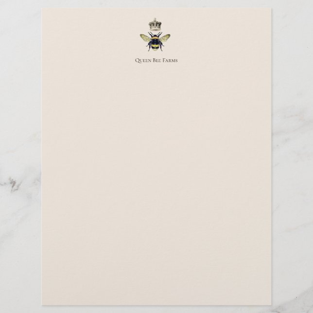 Queen Bee Crown Farm Apiary Honey Custom Letterhead (Front)
