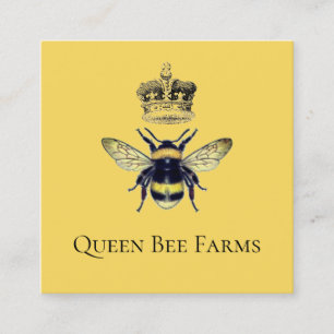 Queen Bee Crown Farm Apiary Yellow Gold Square Business Card