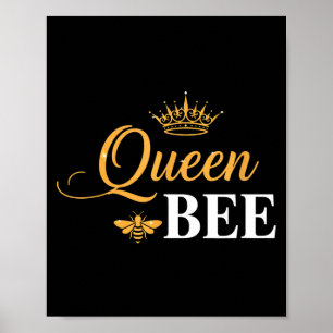 Queen bee crown script feminine nature insect love poster
