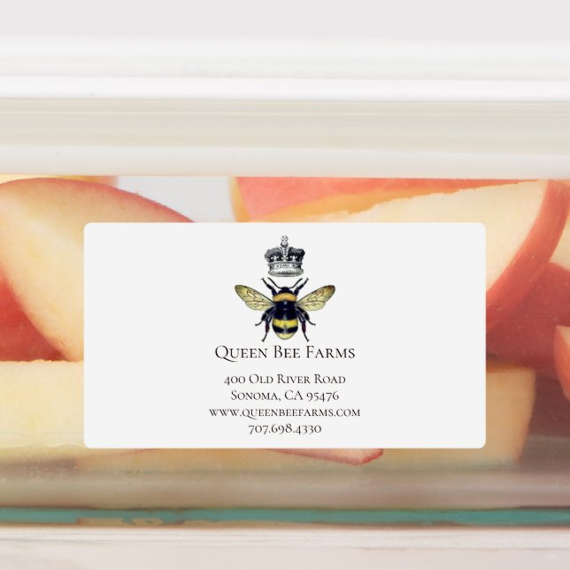 Queen Bee Crown White Labels (Affixed)