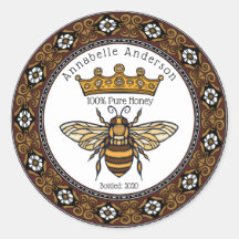 Queen Bee Elegant Frame Honey Label Personalise