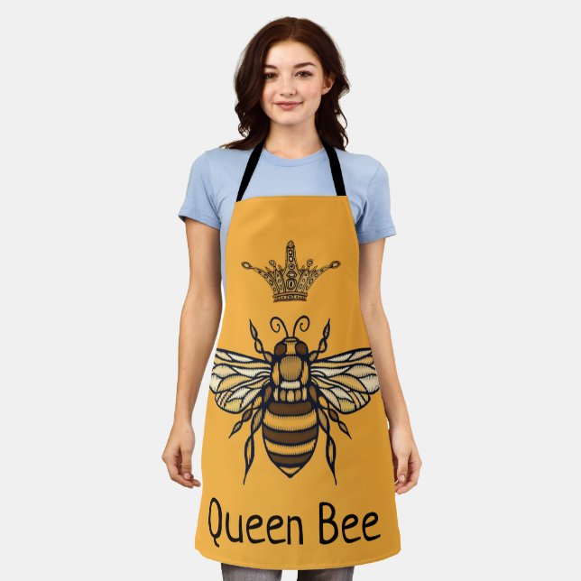 Queen Bee Fancy Crown Personalise Apron (Worn)