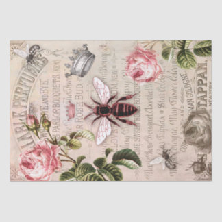 Queen Bee French Perfume Rose Bud Ad Vintage Tissue Paper